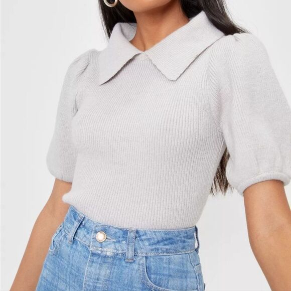 Nasty Gal Puff Sleeve Sweater. Soft Girl, Twee, Light Academic - Picture 9 of 10